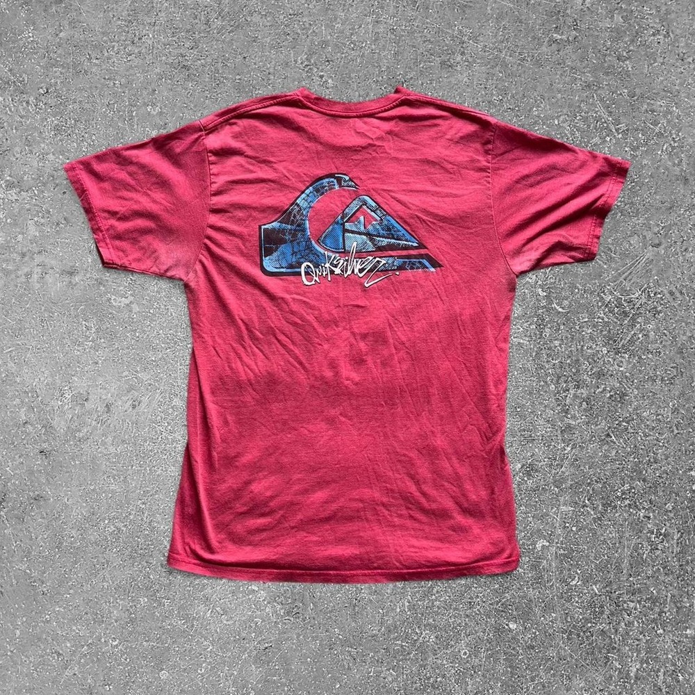 Quiksilver Mens Y2K Graphic T Shirt Red Skater Surf Retro Logo Tee Large